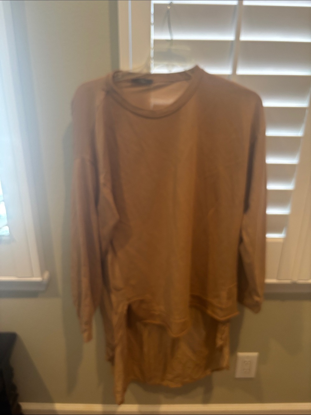 Men's Oversized Long Sleeve Shirt in Camel Brown